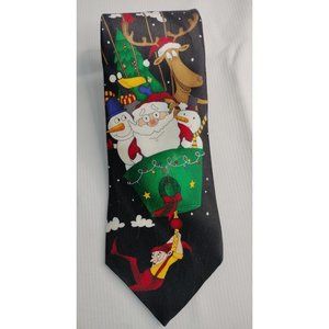 Hallmark Men's Tie Christmas Santa In The Hot-air Balloon 100%Silk Made In China